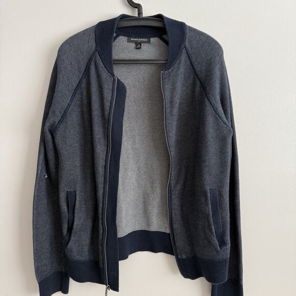 Banana Republic Mens Medium Cardigan Sweater Full Zip Layers Casual Office Basic - Picture 3 of 14